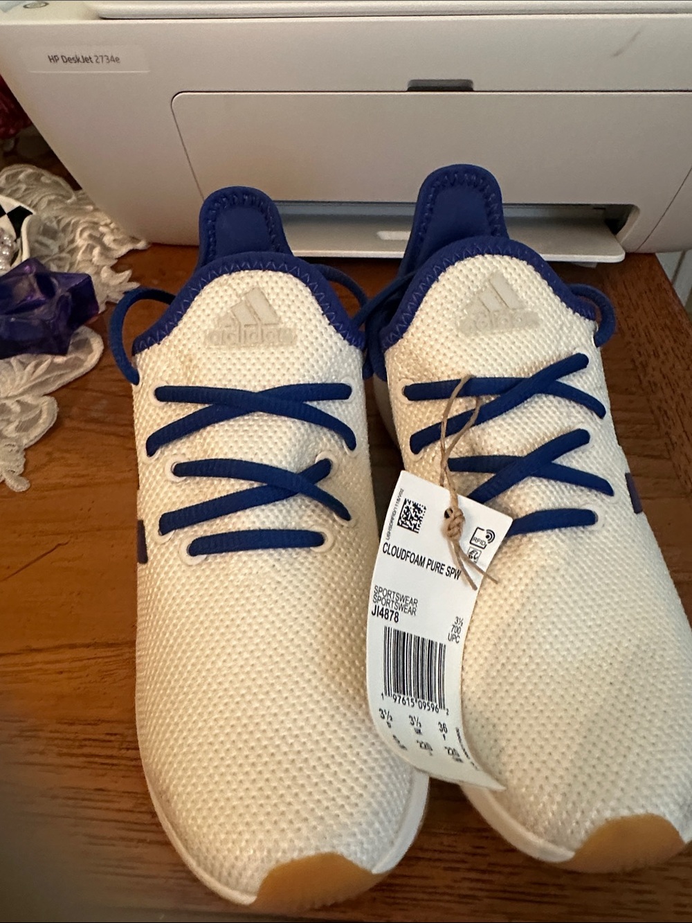 adidas Kids Cloudfoam Knit Sneakers - White & Blue